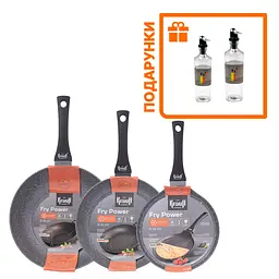 Набір сковорідок Fry Power 24см, 26см та 28см + Ємності для олії або оцту Krauff Olivenol - мініатюра 10