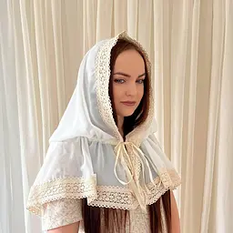 Палантин для жінок в церкву жіночий мереживний шифоновий хустка для храму на хрестини мамі, обряду вінчання Аріна - 2 80*120 см Betis молочний