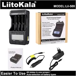 Зарядний пристрій Liitokala Lii-500 на 4 канали (для Ni-MH, Ni-CD, Li-Ion) з блоком живлення + автоадаптер - мініатюра 5