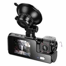 Відеореєстратор Hoco DI60 2-inch display with rear camera (1280P+720P) Black - мініатюра 2