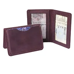 Шкіряна обкладинка для id паспорта, автодокументів GS бордова (об 003 бор) 100 - мініатюра 1