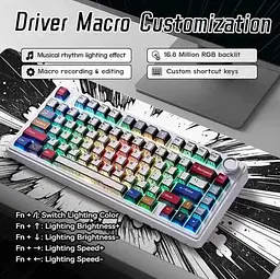 Клавіатура ігрова механічна Aula Mechanical F-75 Wireless Comic Gasket Reaper Switch Hot-Swap 2.4G/Bluetooth - мініатюра 3