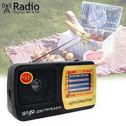 Міні радіо приймач чорний радіоприймач маленький FM/TV/AM/SW1-2 Kipo KB-308AC - мініатюра 2