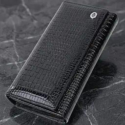 Лакований шкіряний гаманець з блоком для кредитних карток ST Leather 22683 чорний