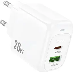 Мережевий зарядний пристрій Hoco CS54A Surplus PD20W+QC3.0 White (6942007631518) [173056] - мініатюра 2