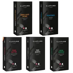 Набір кави в капсулах 5 видів Carraro Nespresso Класична кавова подорож 50 шт