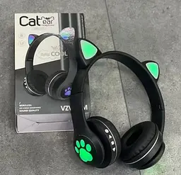 Бездротові дитячі Bluetooth навушники Cat Ear VZV-23M з котячими вушками Чорні - мініатюра 2