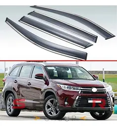 Дефлектори вікон вітровики Benke для Toyota Highlander 2015- Скотч 3M / Хром Молдинг Із Нержавіючої Сталі 3D