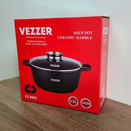 Каструля Vezzer з кришкою та силіконовими накладками на ручки 22 см 3.5 л чорна (VZ8005) - мініатюра 7