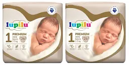 Підгузники Lupilu Premium New born Розмір 1, Вага 2-5 кг, 52 шт