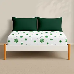 Простирадло на резинці фланель 160х200х30 SNOWFLAKES EVERGREEN COSAS (4822052475867) - мініатюра 3