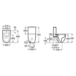 Унітаз - компакт Roca Meridian-N Rimless з сидінням Soft Close A34224L000 + A341240000 + A8012AC00B, Білий - мініатюра 2
