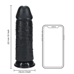 Фалоімітатор RealRock Extra Thick No Balls 9", 23 см (чорний) - мініатюра 5