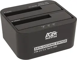 Док-станція AgeStar 3UBT6 для 2xHDD/SSD 2.5"/3.5" SATA USB 3.0 black (3UBT6-6G) - мініатюра 2