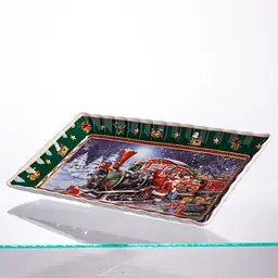Блюдо сервірувальне новорічне для закусок Santa 30.5 × 17.5 × 2.5 см порцелянове Yiwu HP-SDHK-22 - мініатюра 3