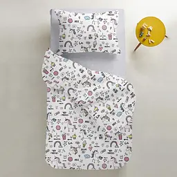 Дитяча постільна білизна в ліжечко UNICORN & SWEETS CS1, білий (UnicornSweet_grey_140) - мініатюра 2