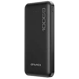 Портативний зарядний пристрій для телефона Power Bank Awei P5K 10000 mAh Павербанк USB чорний - мініатюра 2