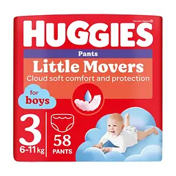 Підгузки Huggies Little Movers/Pants 3 Mega 6-11 кг для хлопчиків 58 ш (5029053547473)