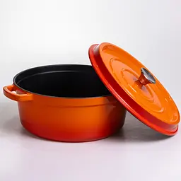 Кокотниця чавунна емальована 6 л, помаранчевий Yongkang HP-FLG-6 ORANGE - мініатюра 3