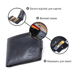 Функціональне тонке портмоне Grande Pelle 11323 Синє - мініатюра 8