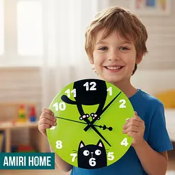 Настенные часы AMIRI HOME Черный кот 28 см. бесшумный без стекла VG1006 - миниатюра 3