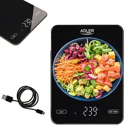 Ваги кухонні Adler AD 3177 до 10 кг з USB зарядкою - мініатюра 6