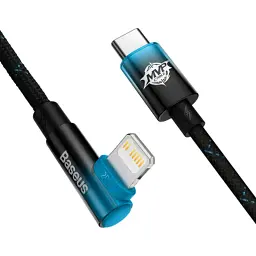 Дата кабель USB-C to Lightning 1.0m 20W 90° corner black/blue Baseus (CAVP000221) - мініатюра 2