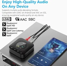 Bluetooth-ресивер 1Mii B06HD+ Hi-Res LDAC Bluetooth 5.3 з DAC та OLED-дисплеєм - мініатюра 6