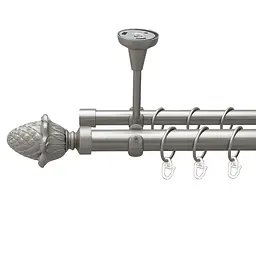 Карниз Orvit Цинара металевий дворядний відкритий до стелі гладка труба кільце металеве Сатин 25\19 мм 160 см (00-00023968)