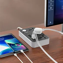 Мережевий зарядний пристрій подовжувач LDNIO SC3604 6 USB 3 розетки 2m сіро-чорний - мініатюра 6