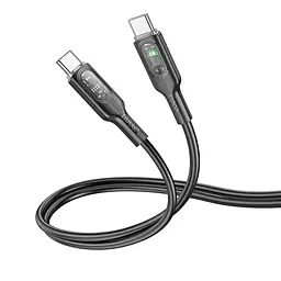 Кабель Hoco U120 C to C Transparent explore 60W intelligent power-off charging (авто вимкнення) чорний