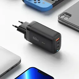 Зарядний пристрій - блок Essager ES-CD23 65w (3 виходи) чорний - мініатюра 3
