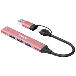 Концентратор Canyon hub DS-02 4in1 USB-A/C Pink (CNS-TDS02P) - мініатюра 2