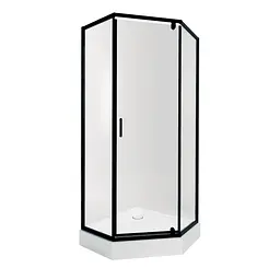 Набір: Qtap душова кабіна Scorpio BLA10995-AC6 Clear 2120x900x900 мм + піддон Diamond 309912 90x90x12 см з сифоном, Чорний, Універсальна, прозорий