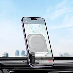 Автотримач Hoco H43 Crystal ring magnetic (center console) Gray - мініатюра 4