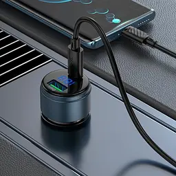 Адаптер автомобільний Hoco Glorious dual-port digital display Car charger Z57B |1USB/1Type-C, 63W/3A, PD/QC| - мініатюра 2