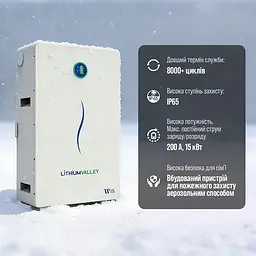Акумуляторна батарея літій-залізо-фосфатна LiFePO4 280А*год 51.2В 14336Вт*год Lithium Valley W15-5A настінний / підлоговий монтаж (42-00403) - мініатюра 6