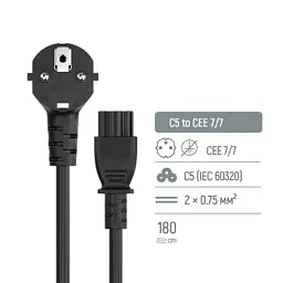 Кабель живлення C5 1.0m black ColorWay (CW-CBP084-BK) - мініатюра 5