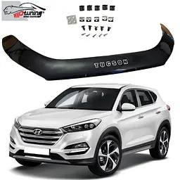 Дефлектор капоту мухобійка для Hyundai Tucson (TL) 2015-2020 Євро Кріплення (Vip Tuning)