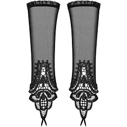 Сітчасті мітенки з мереживом Obsessive Luiza mittens One Size, чорні