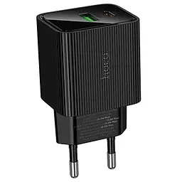 Мережевний зарядний пристрій Hoco CS83A Excellent with digital display PD20W+QC3.0 1USB-A/1C Black - мініатюра 6