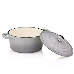 Каструля чавунна з кришкою KELA Calido, 24 см, 3,8 л (12606) сіра - мініатюра 2
