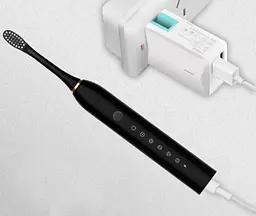 Ультразвукова зубна щітка з 4 насадками Sonic Toothbrush X-3 Black - мініатюра 4