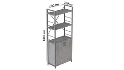 Етажерка 3/60 Ferrum-decor Серії Конект із тумбою 144x60x28 Сірий ДСП Бетон (FRD-104462) - мініатюра 3