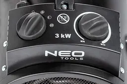 Теплова гармата Neo Tools електрична, 3кВт, 80м кв, 354м куб/год, нагрів. елемент - нерж. сталь, IPX4, чорний - мініатюра 6