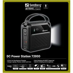 УМБ Sandberg 72000mAh 268W, DC9,6–12,6v, 2xUSB-A, 2xUSB-C 100w In/Out, LMFP, ліхтарик 6Вт - мініатюра 6