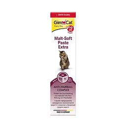 Набір: паста для котів для виведення шерсті зі шлунка GimCat Every Day Malt-Soft Paste Extra, 200 г та вітамінні таблетки трав'яні кульки GimCat Gras Bits, 10 г