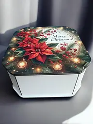 Новорічна коробка Подарункова коробка квадратна (ХДФ) 19x19x10 см. №11