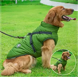 Світловідбивна зимова куртка для собак Army Green - мініатюра 3