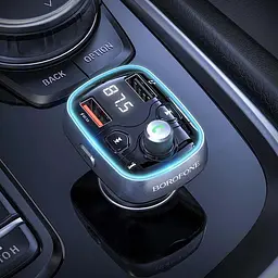 Автомобільний FM модулятор (трансмітер) Borofone Sunlight QC3.0 Дисплей Підсвічування (BC32) - мініатюра 4